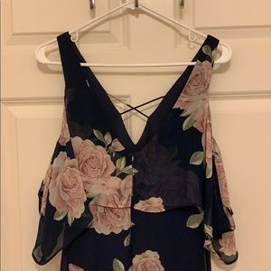 Lulus Navy floral maxi dress